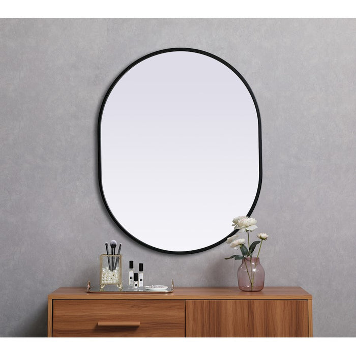 Elegant Decor Asha Metal Frame Oval Mirror 24X30", Black
