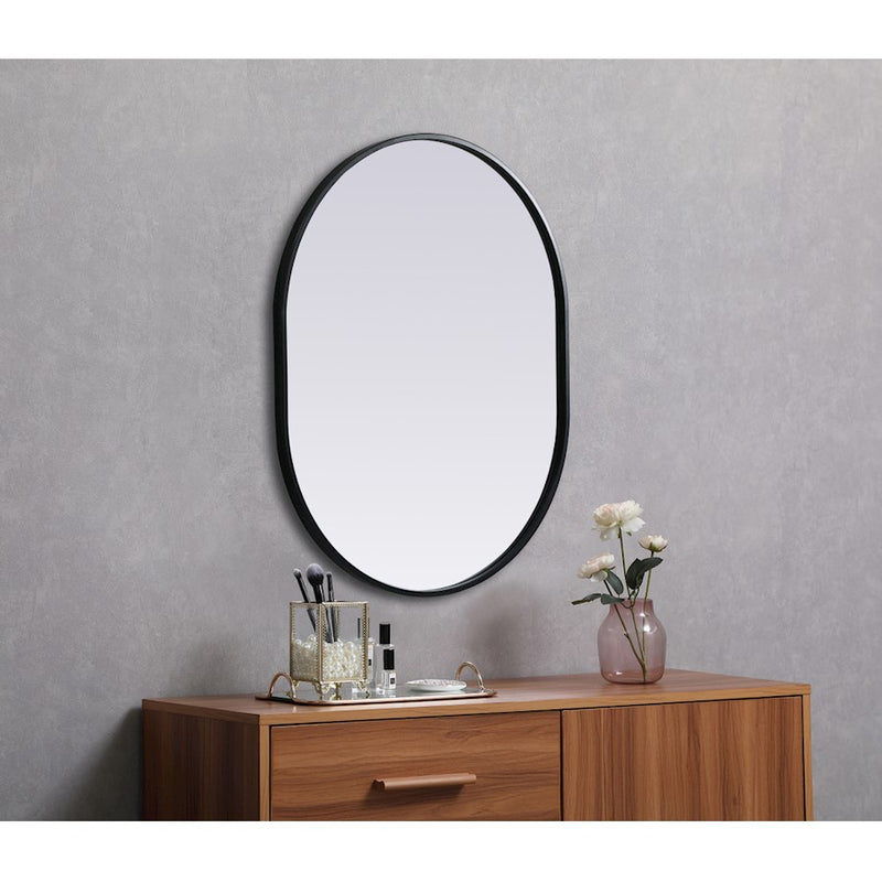 Elegant Decor Asha Metal Frame Oval Mirror 24X30", Black