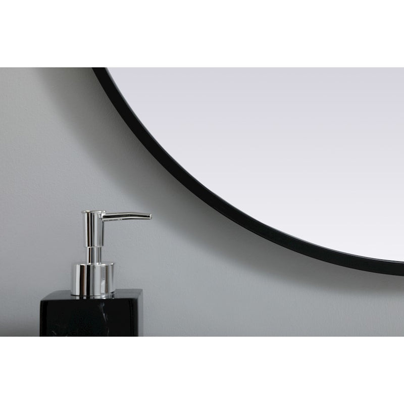 Elegant Decor Asha Metal Frame Oval Mirror 24X30", Black