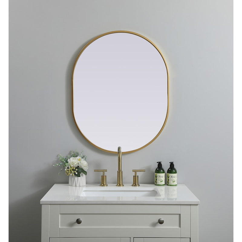 Elegant Decor Asha Metal Frame Oval Mirror 24X30", Brass