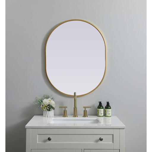 Elegant Decor Asha Metal Frame Oval Mirror 24X30", Brass