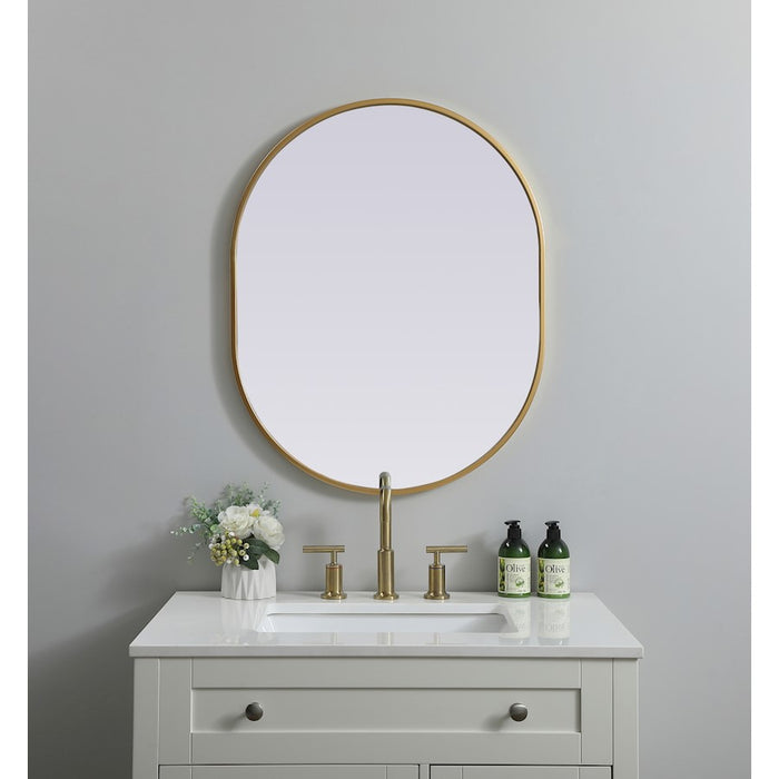 Elegant Decor Asha Metal Frame Oval Mirror 24X30", Brass