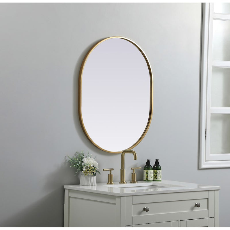Elegant Decor Asha Metal Frame Oval Mirror 24X30", Brass