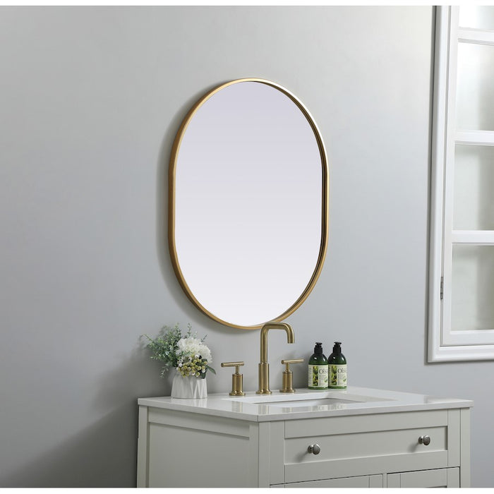 Elegant Decor Asha Metal Frame Oval Mirror 24X30", Brass