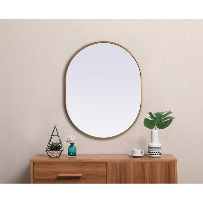 Elegant Decor Asha Metal Frame Oval Mirror 24X30", Brass