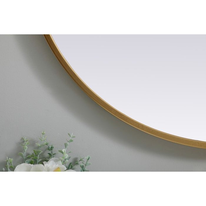 Elegant Decor Asha Metal Frame Oval Mirror 24X30", Brass