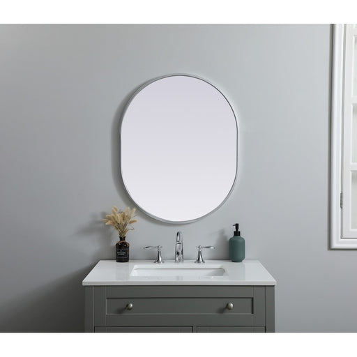 Elegant Decor Asha Metal Frame Oval Mirror 24X30", Silver