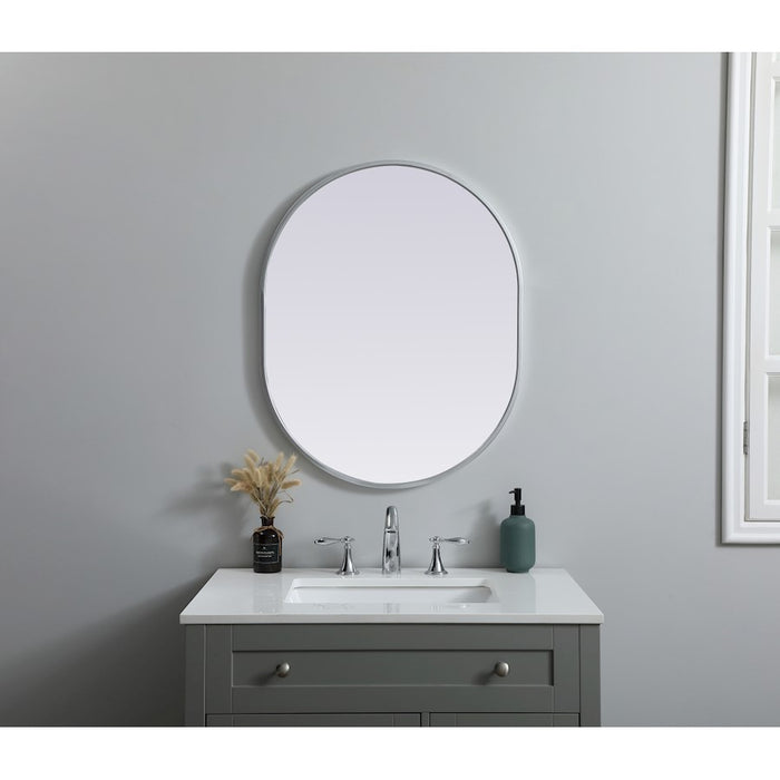 Elegant Decor Asha Metal Frame Oval Mirror 24X30", Silver