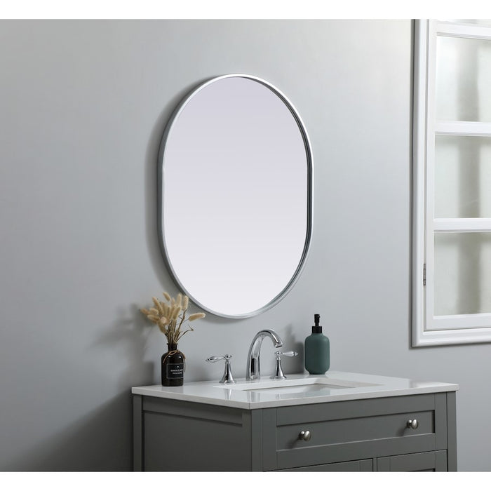 Elegant Decor Asha Metal Frame Oval Mirror 24X30", Silver