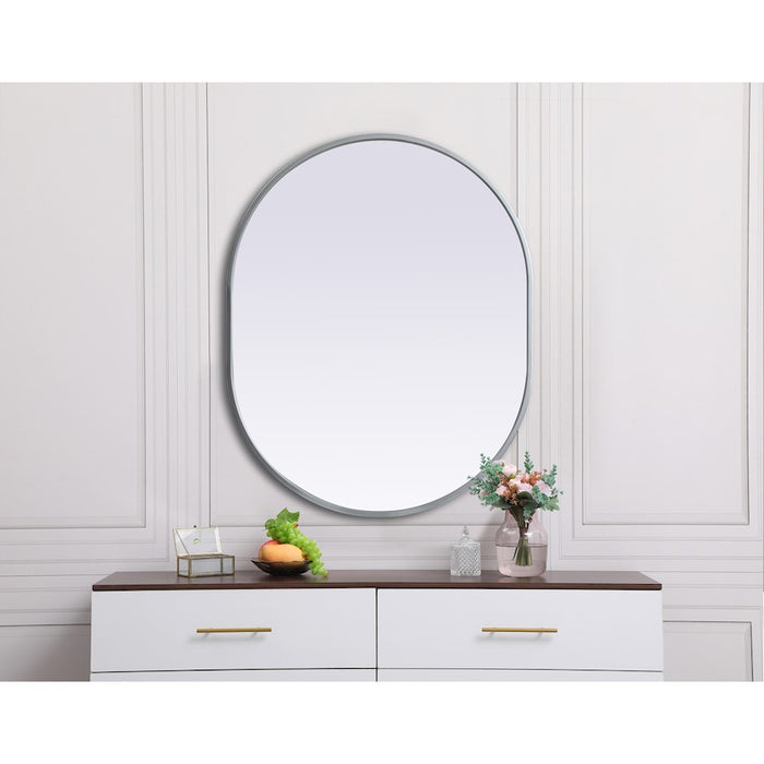 Elegant Decor Asha Metal Frame Oval Mirror 24X30", Silver