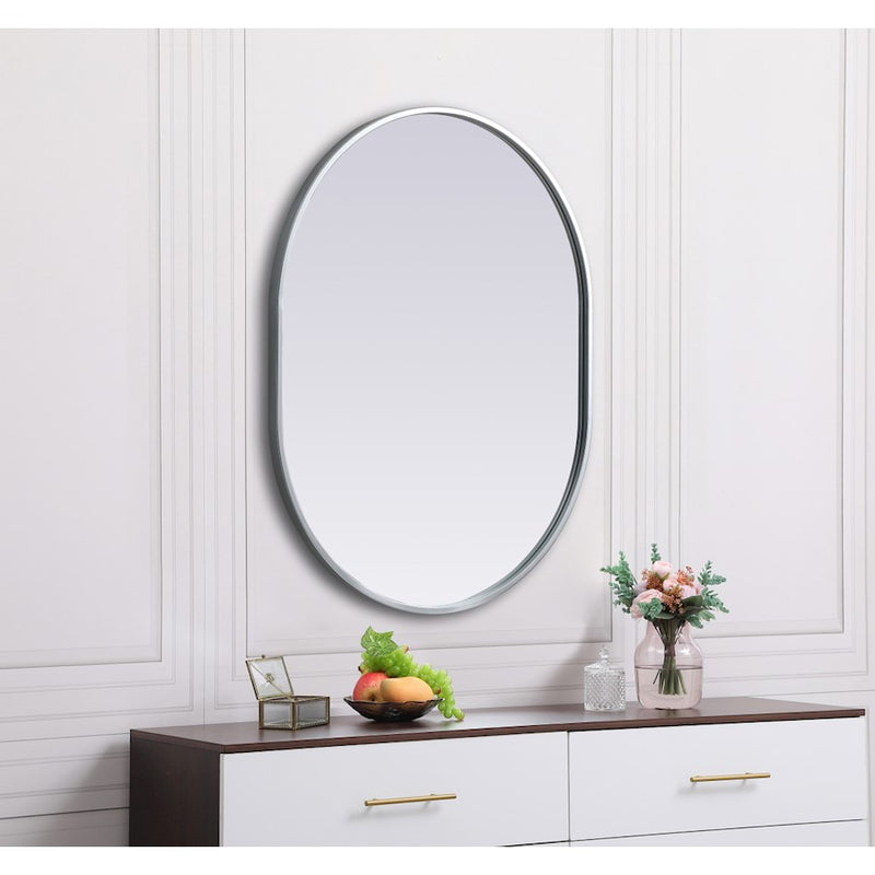 Elegant Decor Asha Metal Frame Oval Mirror 24X30", Silver