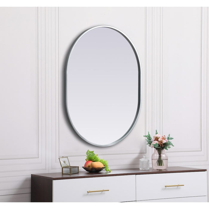 Elegant Decor Asha Metal Frame Oval Mirror 24X30", Silver