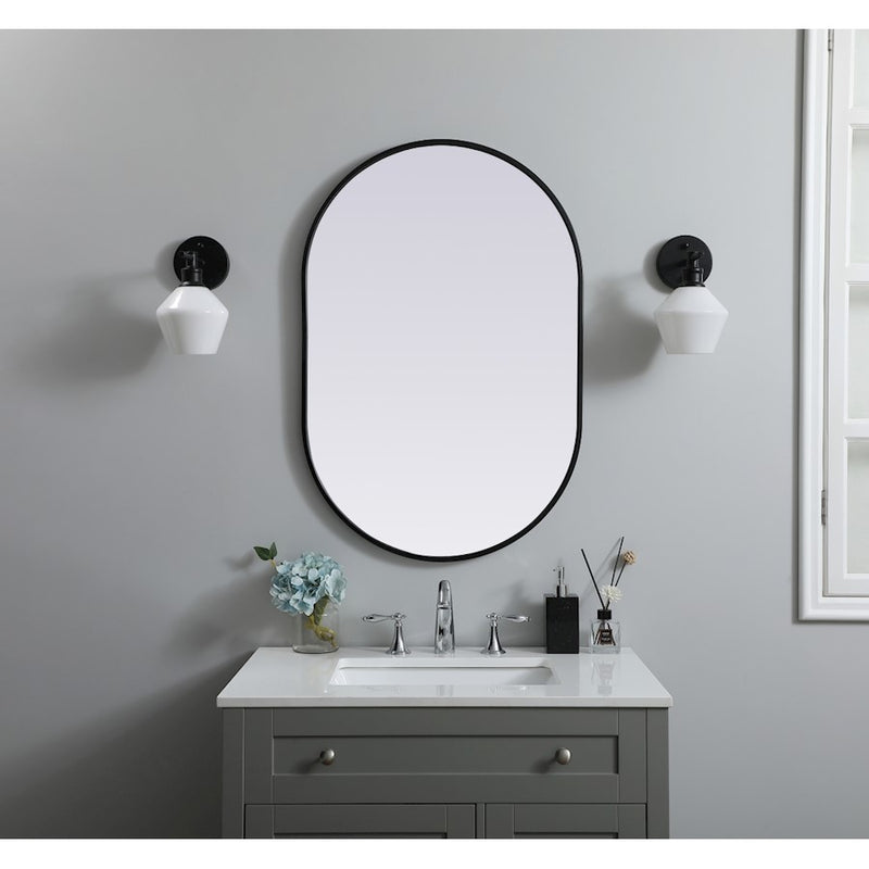 Elegant Decor Asha Metal Frame Oval Mirror 24X36", Black