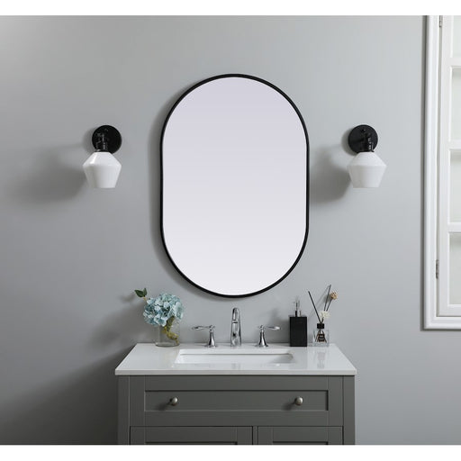 Elegant Decor Asha Metal Frame Oval Mirror 24X36", Black