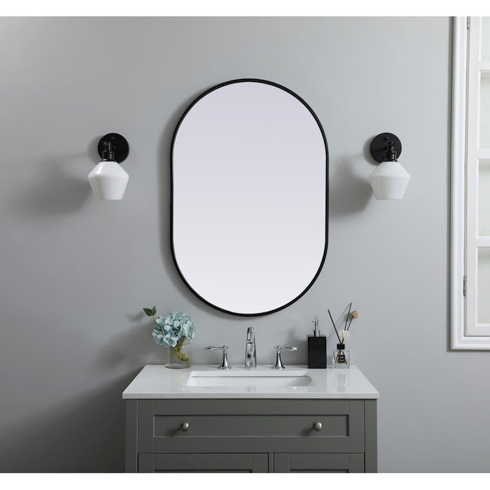 Elegant Decor Asha Metal Frame Oval Mirror 24X36", Black