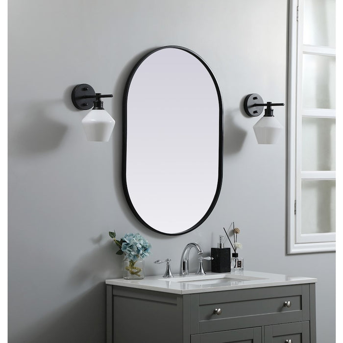 Elegant Decor Asha Metal Frame Oval Mirror 24X36", Black
