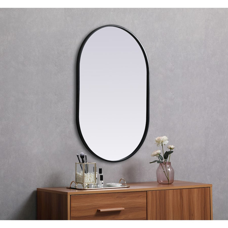 Elegant Decor Asha Metal Frame Oval Mirror 24X36", Black