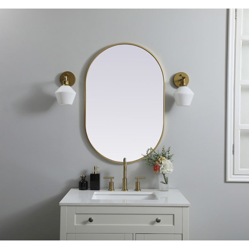 Elegant Decor Asha Metal Frame Oval Mirror 24X36", Brass