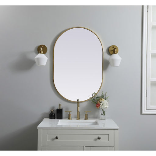 Elegant Decor Asha Metal Frame Oval Mirror 24X36", Brass