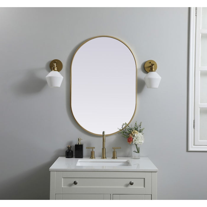 Elegant Decor Asha Metal Frame Oval Mirror 24X36", Brass