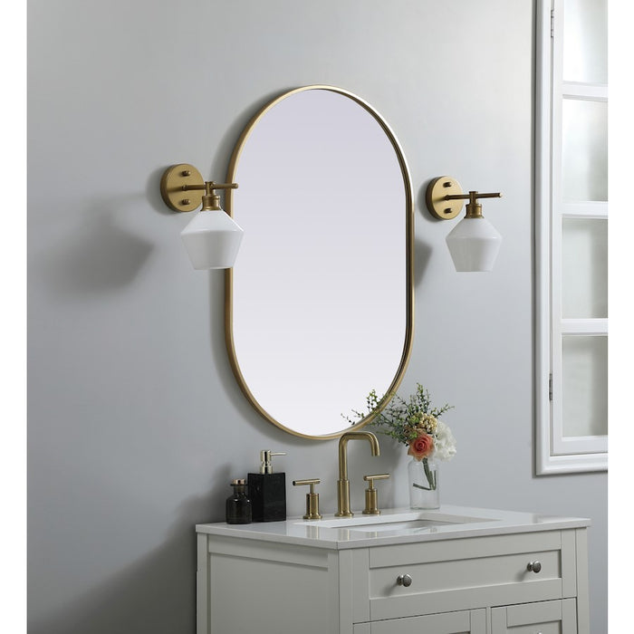 Elegant Decor Asha Metal Frame Oval Mirror 24X36", Brass