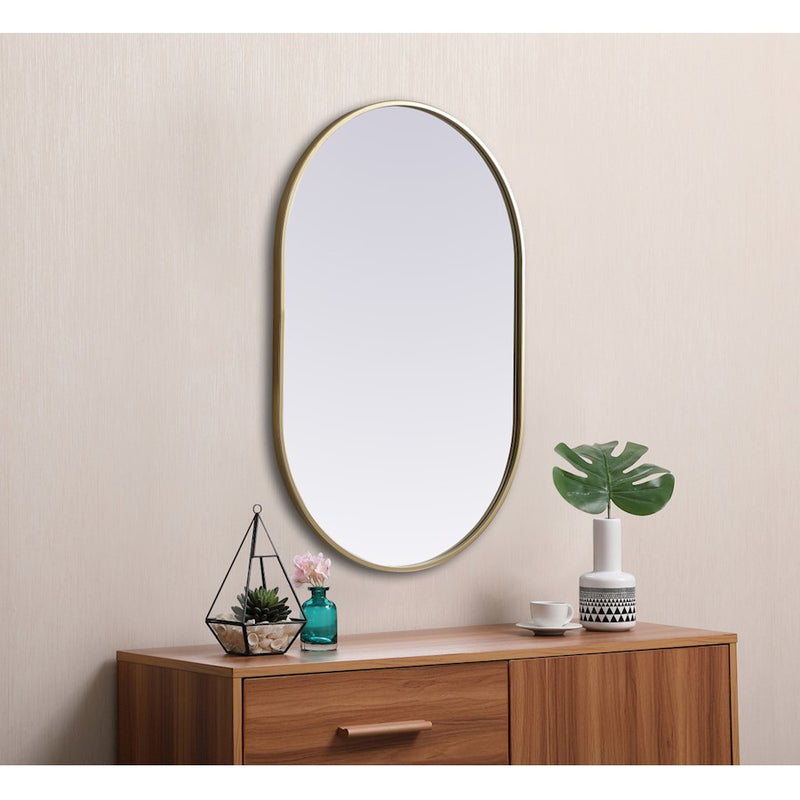 Elegant Decor Asha Metal Frame Oval Mirror 24X36", Brass