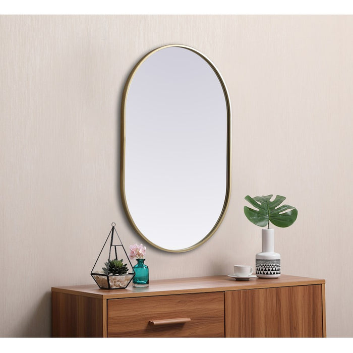Elegant Decor Asha Metal Frame Oval Mirror 24X36", Brass
