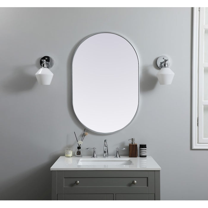 Elegant Decor Asha Metal Frame Oval Mirror 24X36", Silver