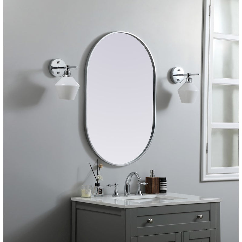 Elegant Decor Asha Metal Frame Oval Mirror 24X36", Silver
