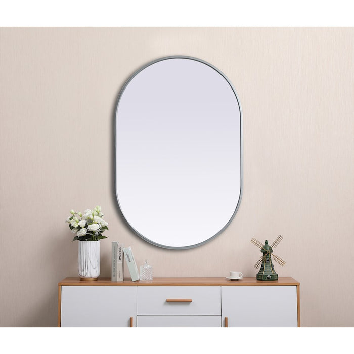 Elegant Decor Asha Metal Frame Oval Mirror 24X36", Silver