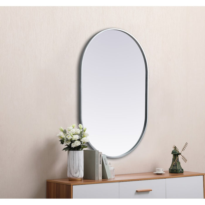Elegant Decor Asha Metal Frame Oval Mirror 24X36", Silver
