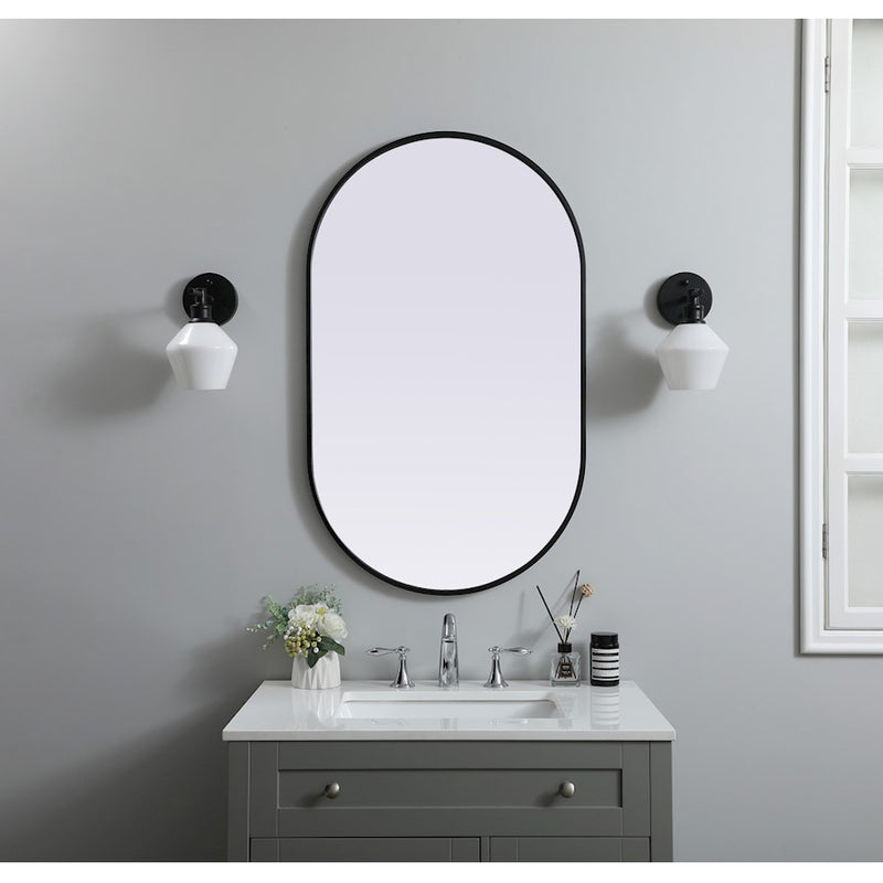 Elegant Decor Asha Metal Frame Oval Mirror 24X40", Black