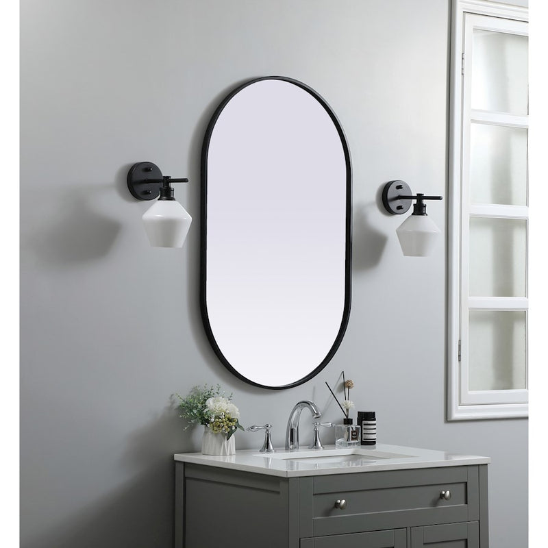 Elegant Decor Asha Metal Frame Oval Mirror 24X40", Black