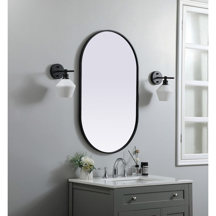 Elegant Decor Asha Metal Frame Oval Mirror 24X40", Black