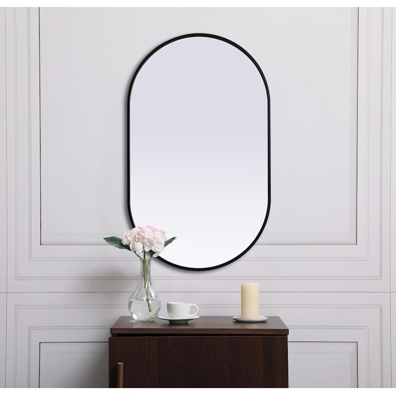 Elegant Decor Asha Metal Frame Oval Mirror 24X40", Black