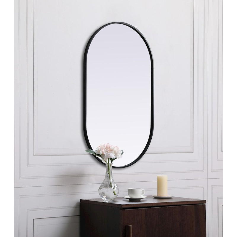 Elegant Decor Asha Metal Frame Oval Mirror 24X40", Black