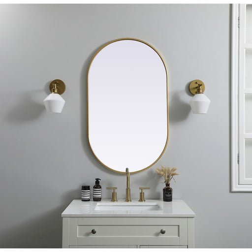 Elegant Decor Asha Metal Frame Oval Mirror 24X40", Brass