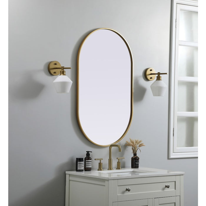 Elegant Decor Asha Metal Frame Oval Mirror 24X40", Brass