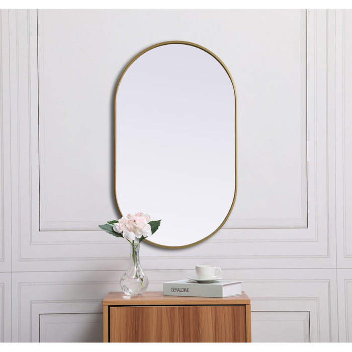 Elegant Decor Asha Metal Frame Oval Mirror 24X40", Brass