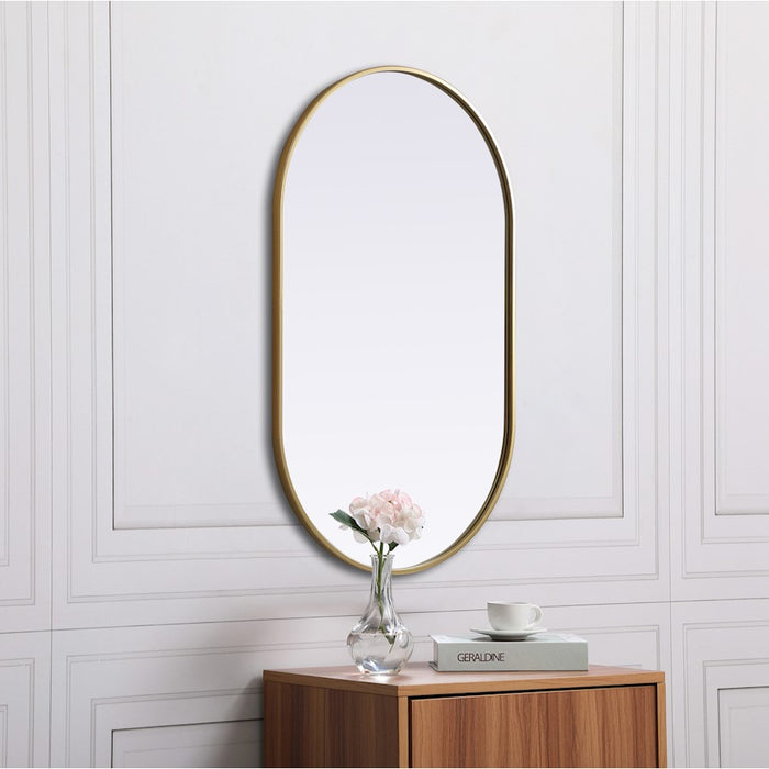 Elegant Decor Asha Metal Frame Oval Mirror 24X40", Brass