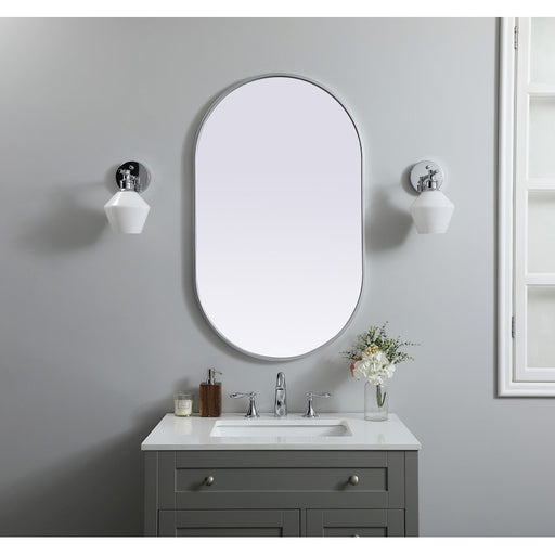 Elegant Decor Asha Metal Frame Oval Mirror 24X40", Silver