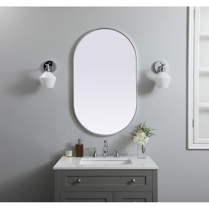 Elegant Decor Asha Metal Frame Oval Mirror 24X40", Silver