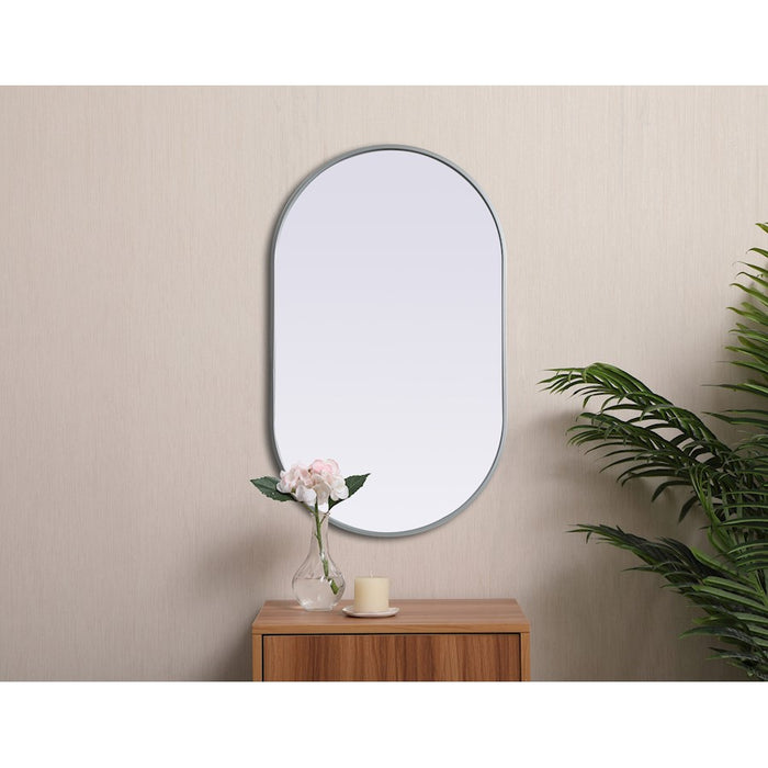 Elegant Decor Asha Metal Frame Oval Mirror 24X40", Silver