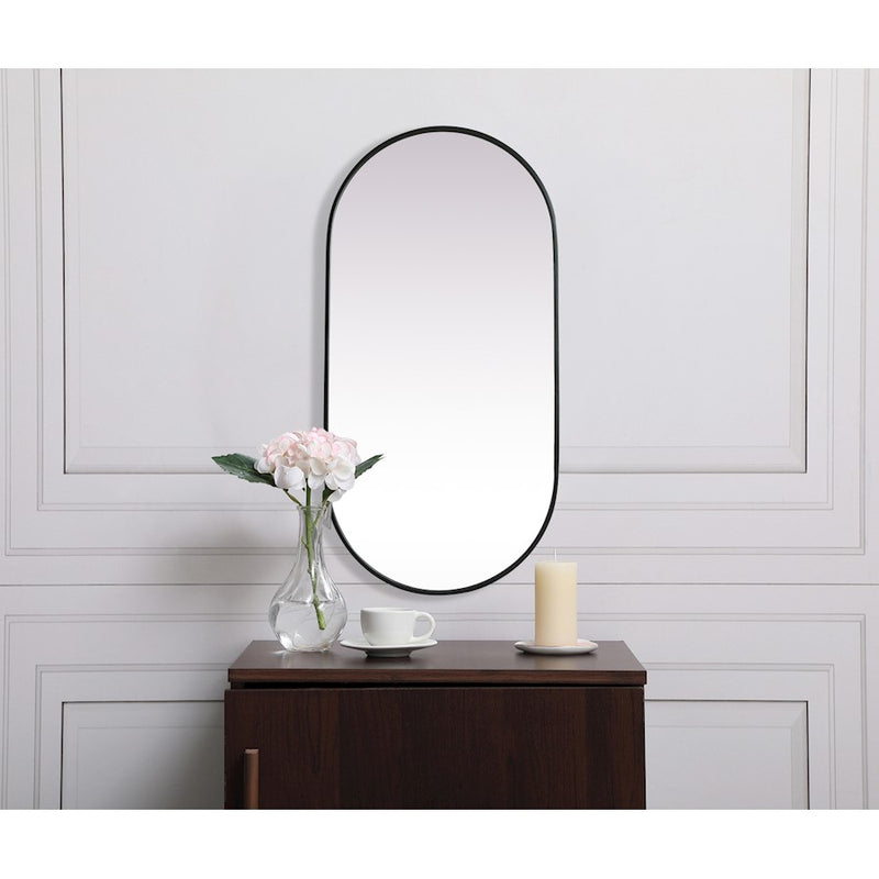 Elegant Decor Asha Metal Frame Oval Mirror 24X48", Black
