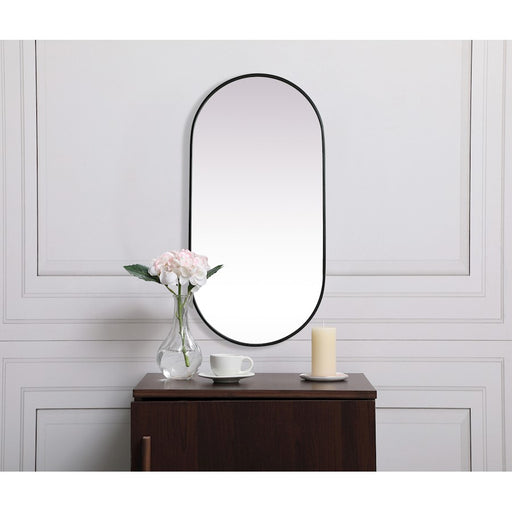 Elegant Decor Asha Metal Frame Oval Mirror 24X48", Black