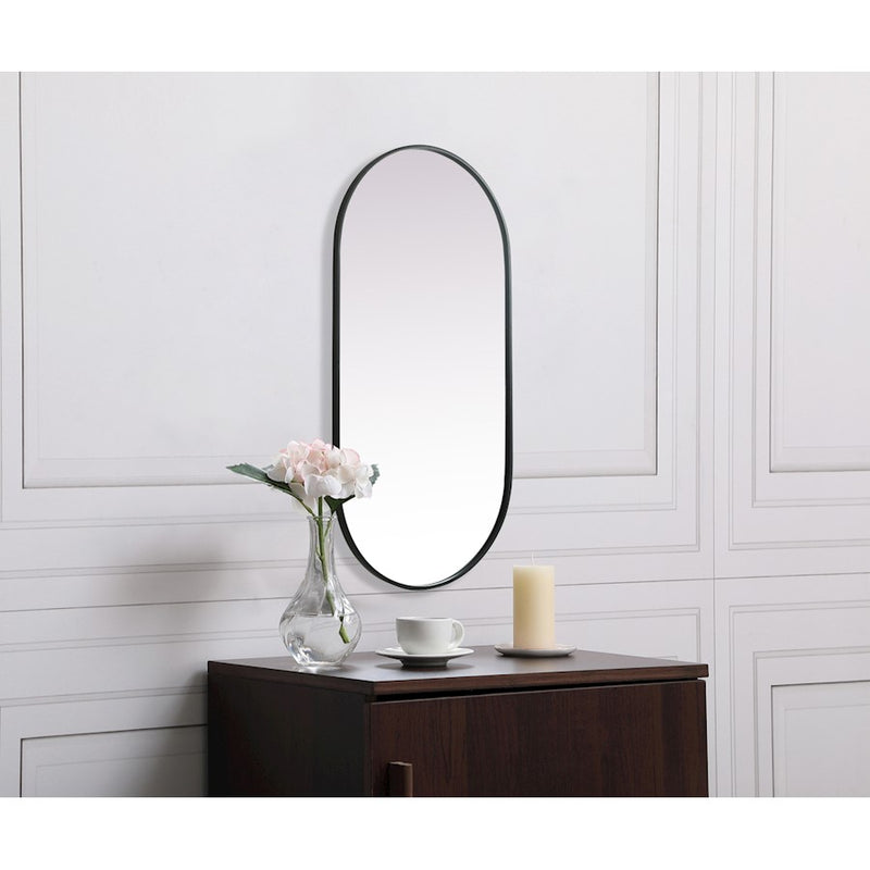 Elegant Decor Asha Metal Frame Oval Mirror 24X48", Black