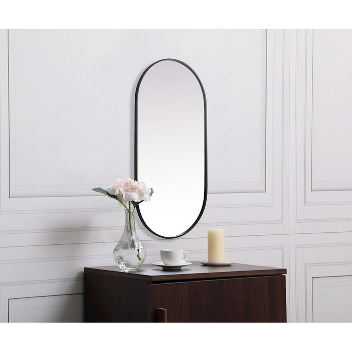 Elegant Decor Asha Metal Frame Oval Mirror 24X48", Black
