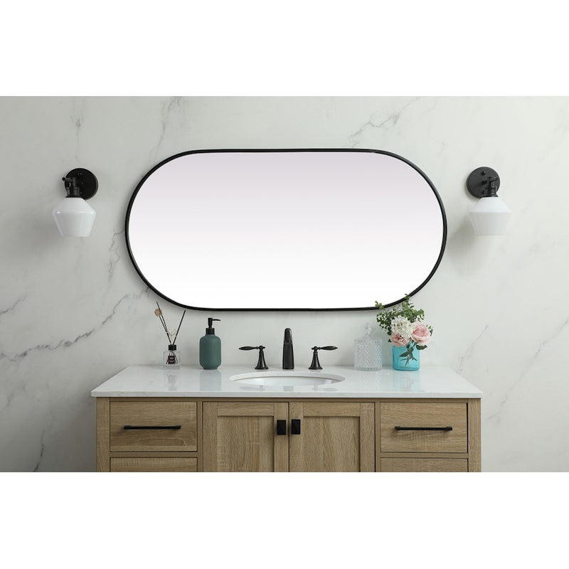 Elegant Decor Asha Metal Frame Oval Mirror 24X48", Black