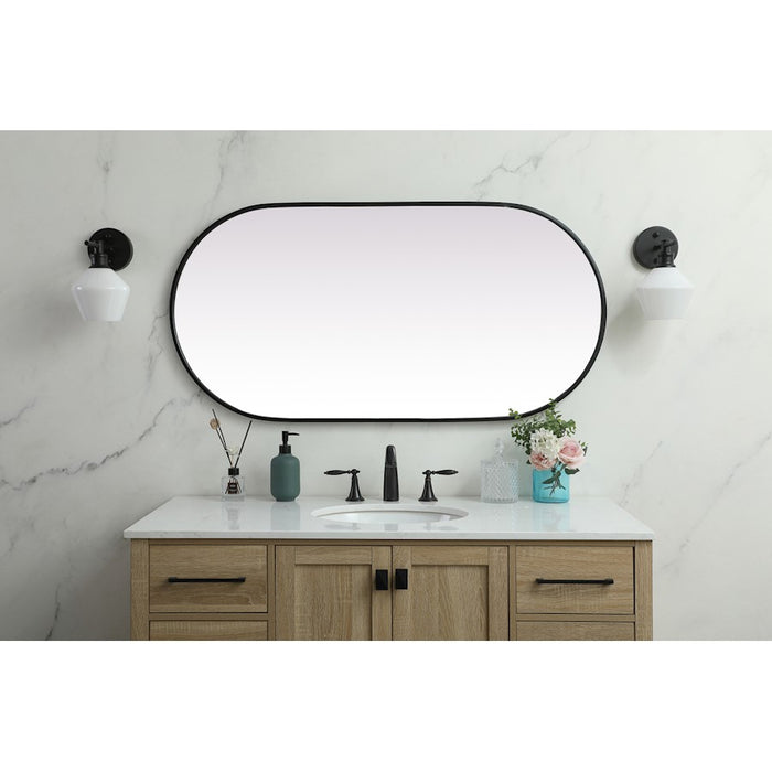 Elegant Decor Asha Metal Frame Oval Mirror 24X48", Black