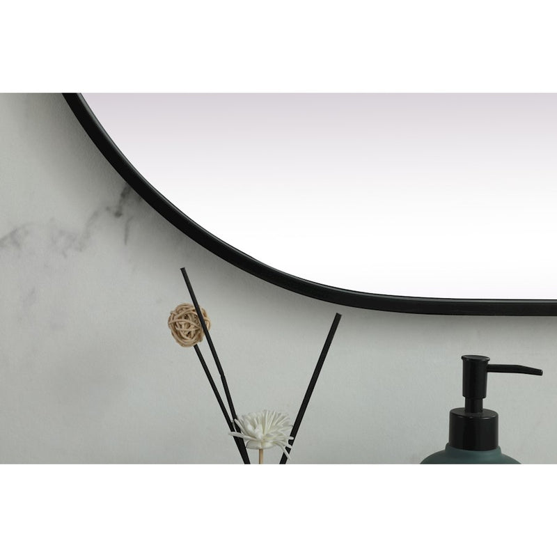 Elegant Decor Asha Metal Frame Oval Mirror 24X48", Black